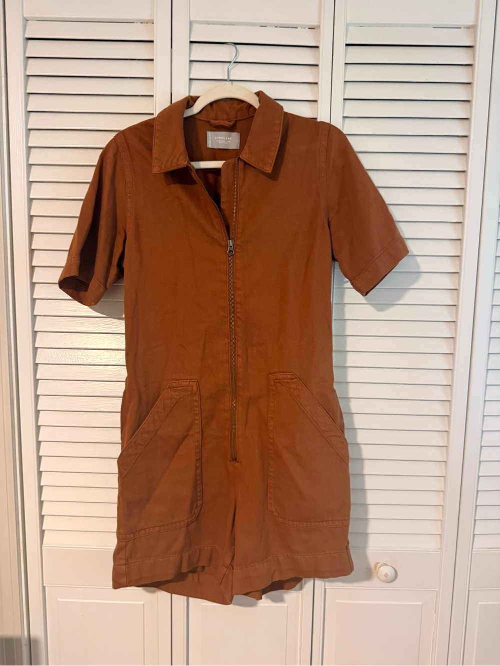 Everlane Rust Short-Sleeve Utility Jacket Romper